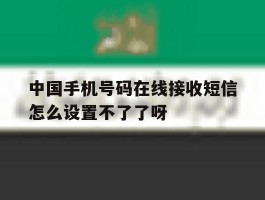 中国手机号码在线接收短信怎么设置不了了呀的简单介绍