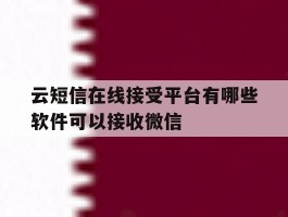 云短信在线接受平台有哪些软件可以接收微信