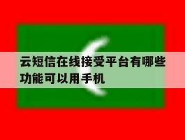 云短信在线接受平台有哪些功能可以用手机