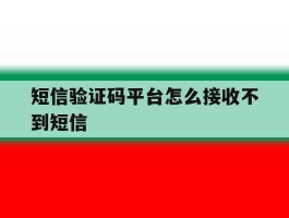 短信验证码平台怎么接收不到短信