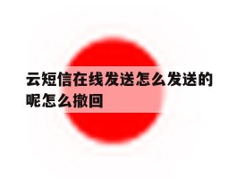云短信在线发送怎么发送的呢怎么撤回的简单介绍