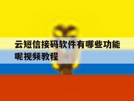 云短信接码软件有哪些功能呢视频教程