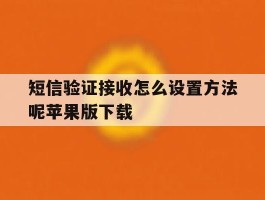 短信验证接收怎么设置方法呢苹果版下载