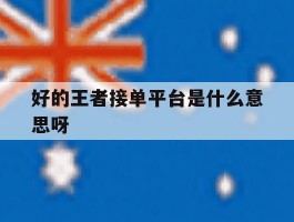 好的王者接单平台是什么意思呀