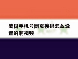 美国手机号网页接码怎么设置的啊视频的简单介绍