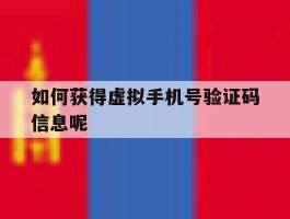 如何获得虚拟手机号验证码信息呢