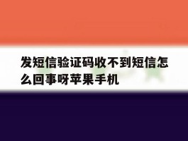 发短信验证码收不到短信怎么回事呀苹果手机的简单介绍