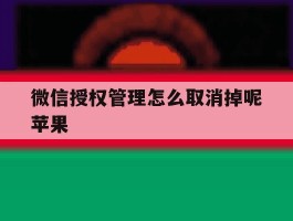 微信授权管理怎么取消掉呢苹果