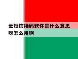 云短信接码软件是什么意思呀怎么用啊的简单介绍