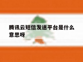 腾讯云短信发送平台是什么意思呀