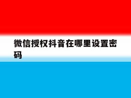 微信授权抖音在哪里设置密码