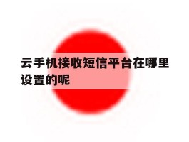 云手机接收短信平台在哪里设置的呢的简单介绍