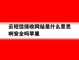 云短信接收网站是什么意思啊安全吗苹果
