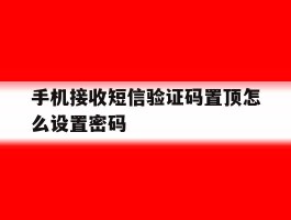 手机接收短信验证码置顶怎么设置密码