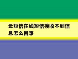 云短信在线短信接收不到信息怎么回事