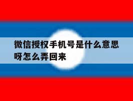 微信授权手机号是什么意思呀怎么弄回来