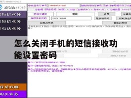 关于怎么关闭手机的短信接收功能设置密码的信息