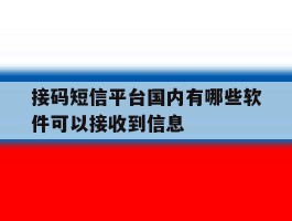 接码短信平台国内有哪些软件可以接收到信息