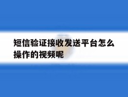 短信验证接收发送平台怎么操作的视频呢的简单介绍