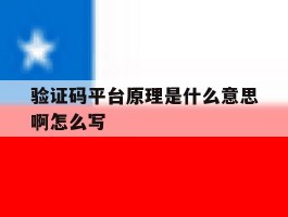 验证码平台原理是什么意思啊怎么写