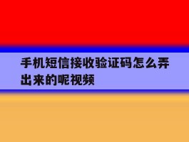 手机短信接收验证码怎么弄出来的呢视频