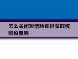 怎么关闭短信验证码获取权限设置呢