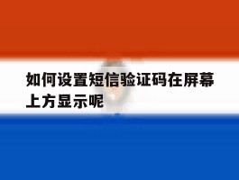 如何设置短信验证码在屏幕上方显示呢