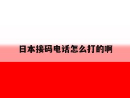 关于日本接码电话怎么打的啊的信息