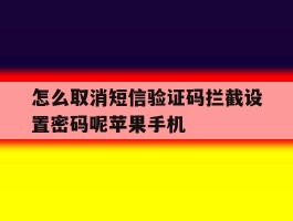 怎么取消短信验证码拦截设置密码呢苹果手机的简单介绍