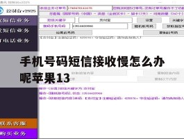 手机号码短信接收慢怎么办呢苹果13的简单介绍