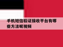 关于手机短信验证接收平台有哪些方法呢视频的信息
