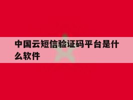 中国云短信验证码平台是什么软件