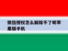 包含微信授权怎么解除不了呢苹果版手机的词条