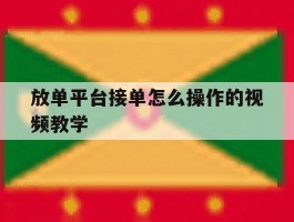 放单平台接单怎么操作的视频教学