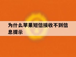 为什么苹果短信接收不到信息提示