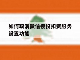 如何取消微信授权扣费服务设置功能