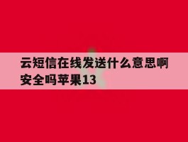 云短信在线发送什么意思啊安全吗苹果13的简单介绍