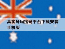 真实号码接码平台下载安装手机版