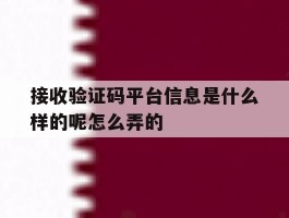 接收验证码平台信息是什么样的呢怎么弄的