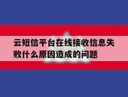 云短信平台在线接收信息失败什么原因造成的问题的简单介绍