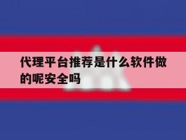 关于代理平台推荐是什么软件做的呢安全吗的信息
