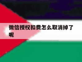 微信授权扣费怎么取消掉了呢