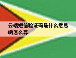 云端短信验证码是什么意思啊怎么弄