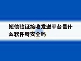短信验证接收发送平台是什么软件呀安全吗
