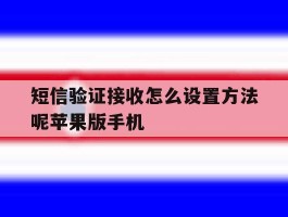 短信验证接收怎么设置方法呢苹果版手机