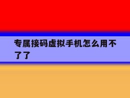 专属接码虚拟手机怎么用不了了