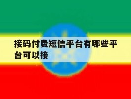 接码付费短信平台有哪些平台可以接