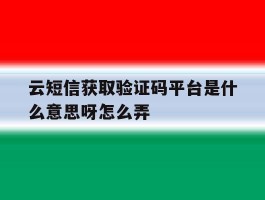 云短信获取验证码平台是什么意思呀怎么弄
