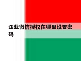 企业微信授权在哪里设置密码