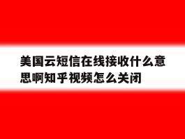关于美国云短信在线接收什么意思啊知乎视频怎么关闭的信息